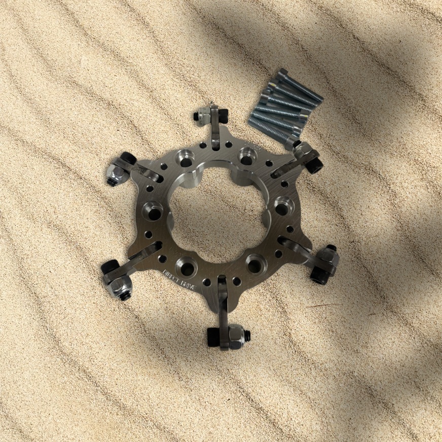 A picture of a lockout with bolts in the sand