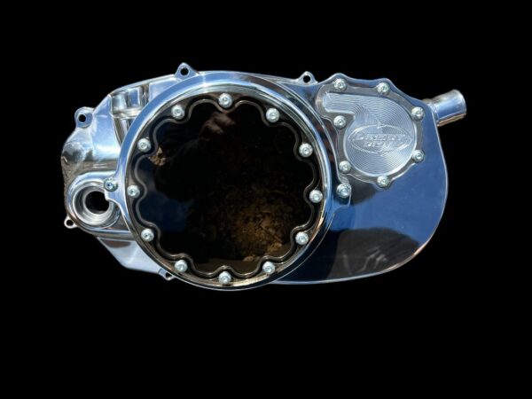 Polished Banshee LEGACY Clutch Cover w/ lens WP Bearing and seal installed  NO Lockout